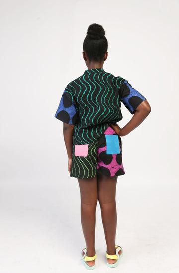 Dye Lab Kids Dark Multicolour Shirt & Shorts